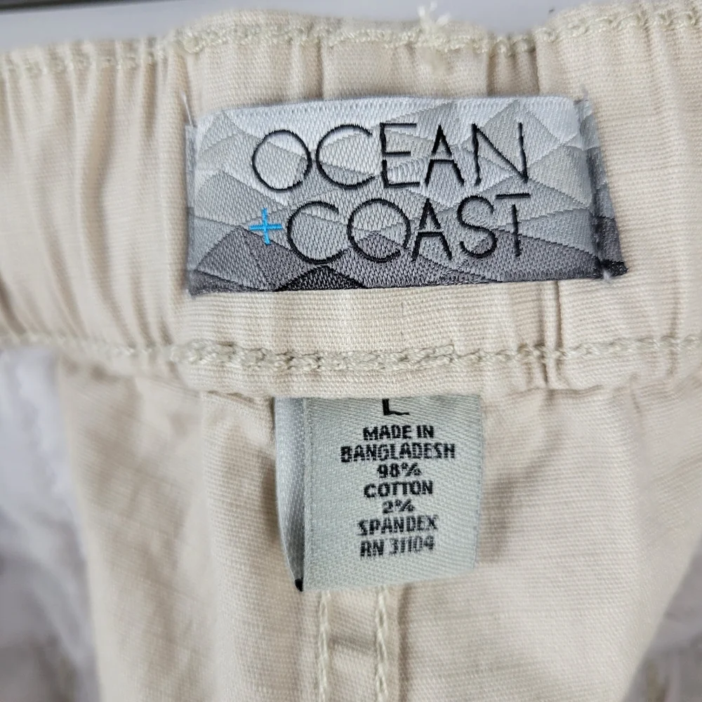 Ocean Coast Draw String Elastic Waist Cuffed Athleisure Nautical Large Pant